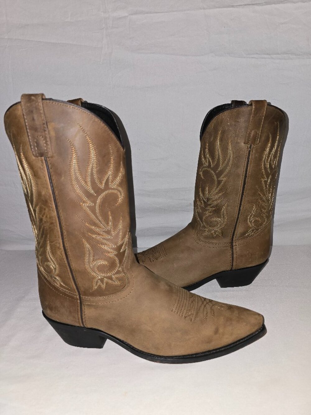 Laredo Bryce 68424 Boots Men's Brown Leather Snip Toe Cowboy Boots Size 12 D